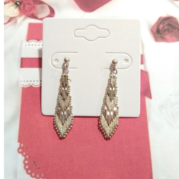 14k yellow gold vermeil Sterling Silver 925 Dangle Drop Earrings Posts Italy - Picture 1 of 8